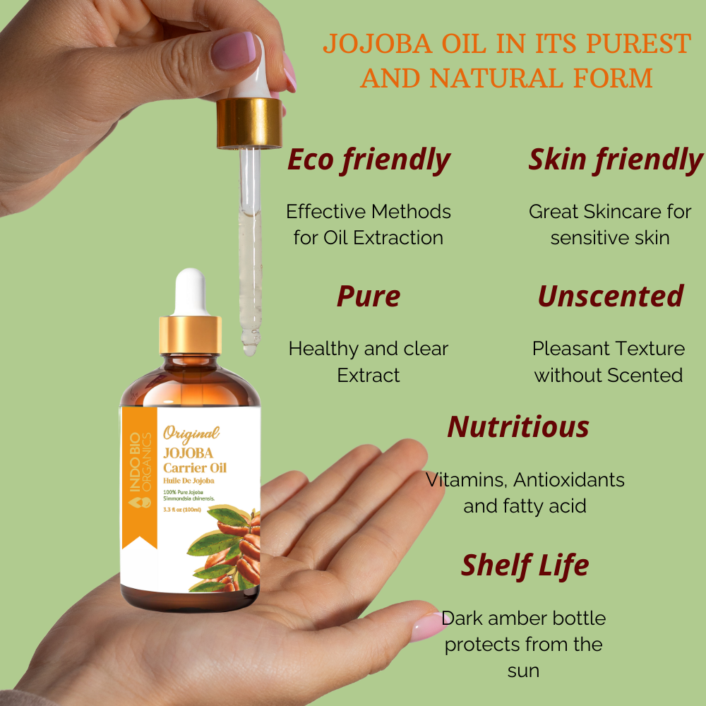 Premium & Pure Jojoba Carrier Oil 100% Pure Moisturizing Oil, skin, hair and body, Unrefined Hexane Free, Natural Cold Pressed + UV Protected,