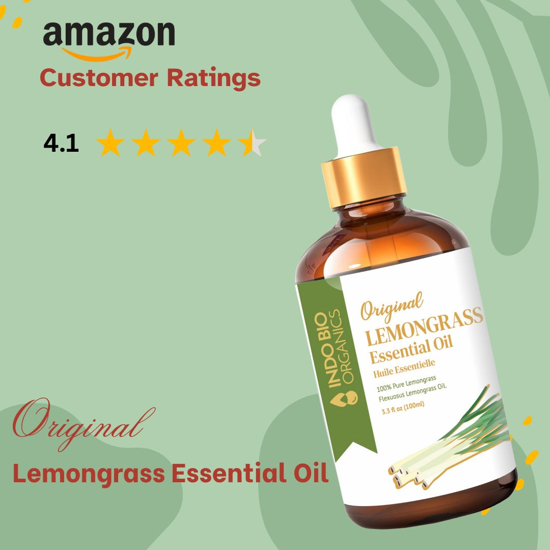 Premium & Pure Lemongrass Essential Oil - 100% Natural, Therapeutic Grade Aromatherapy Oil